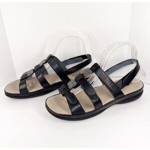 Diane Ferrari Supersoft Sandal Sitara Black Leather Comfort Flat Beaded Strap 8C